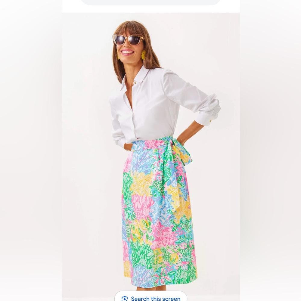 NWT LILLY PULITZER ROWENA MIDI SKIRT SIZE 6 MULTI BRIGHT DELIGHT PATCH
